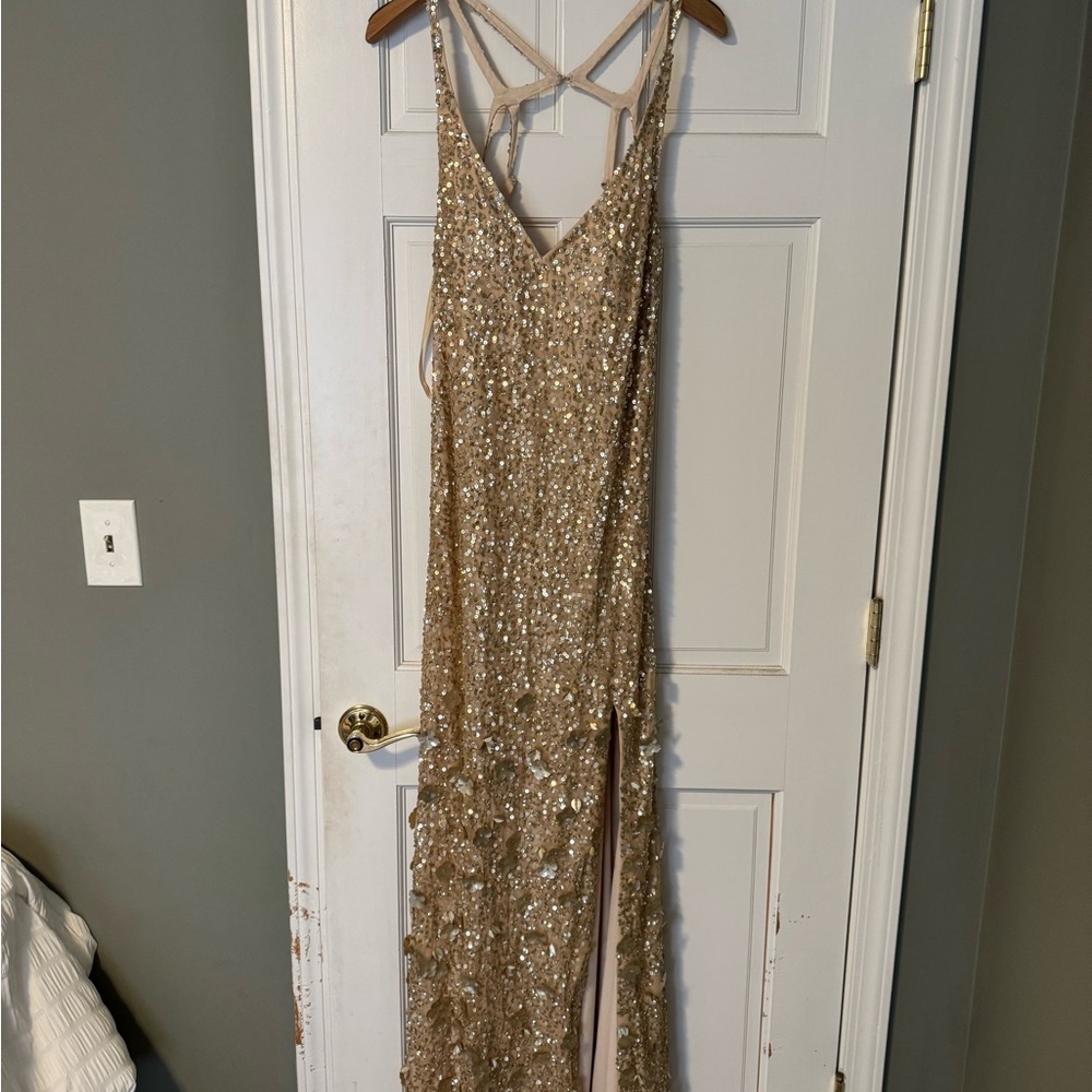 Mac Duggal Gold Sequin Gown